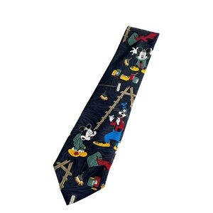 Vintage 90s Mickey Unlimited Disney Mickey Goofy Painting Novelty Necktie Navy